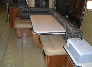 custom motorized RV table retracted