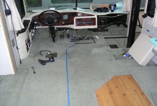 Before new RV carpet remodel